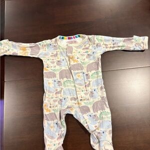 Magnetic Me organic baby pajamas footie safari Animal Print Kids One Piece